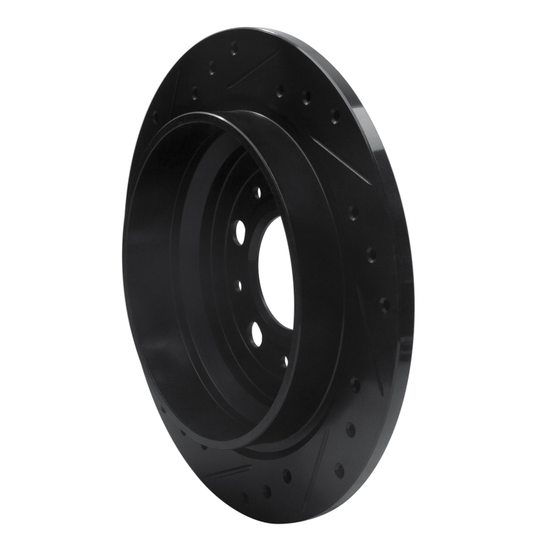 Volvo S70 Brake Rotor (1) - Rear Right - R1 Concepts - Drilled & Slotted - Black - `98-`00